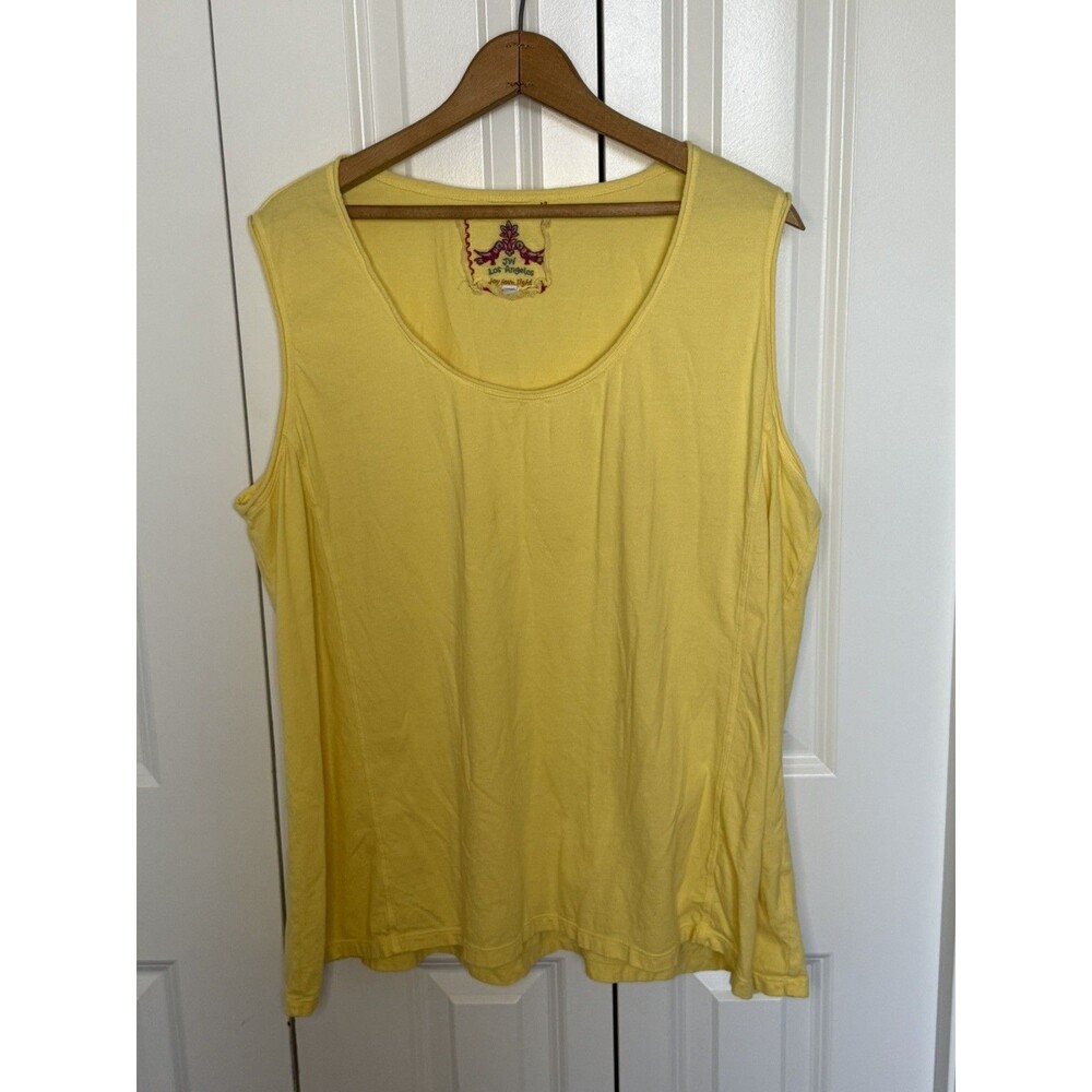JW Johnny Was Los Angeles Classic Knit Tank Women’s XXL Yellow 100% Cotton